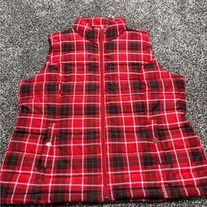 Charter Club Red and black Plaid Vest woman’s large